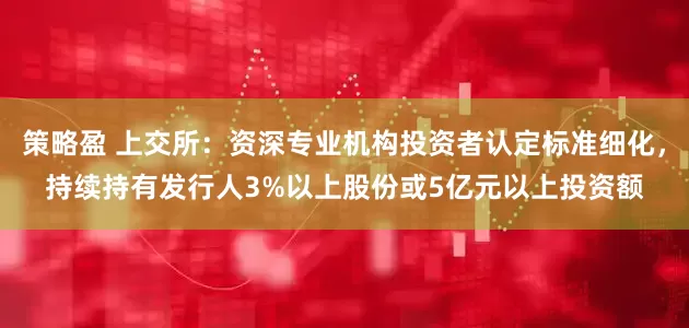 策略盈 上交所：资深专业机构投资者认定标准细化，持续持有发行人3%以上股份或5亿元以上投资额